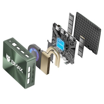 BMAX B6 Pro Mini PC, Intel Core i5-1030NG7 up to 3.5GHz, 16GB LPDDR4 512GB SSD, 2xHDMI Full Feature Type-C 4K Triple Display, 3x USB3.0 1000Mbps RJ45 LAN, Wi-Fi 5 BT 4.2 3.5mm Audio, Windows 11 Pro - EU