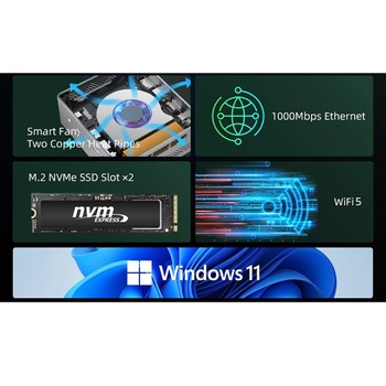 BMAX B6 Pro Mini PC, Intel Core i5-1030NG7 up to 3.5GHz, 16GB LPDDR4 512GB SSD, 2xHDMI Full Feature Type-C 4K Triple Display, 3x USB3.0 1000Mbps RJ45 LAN, Wi-Fi 5 BT 4.2 3.5mm Audio, Windows 11 Pro - EU