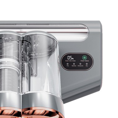JIGOO S300 Pro Dual-Cup Smart Mite Cleaner with Dust Mite Sensor 500W 13KPa Suction Innovative Metal Brushroll UV Light &amp; Ultrasonic Tech Multi-Directional Heating 99.9% Mite Removal - Grey