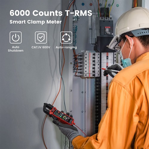 KAIWEETS KC602 Smart Digital Clamp Meter, 6000 Counts True-RMS, Auto Range, AC/DC Current, NCV-detektionsfunktion