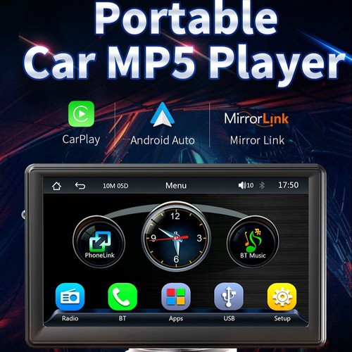 Tragbarer Auto-MP5-Player, FM-Radio, 7-Zoll-Touchscreen, unterstützt Bluetooth-Musik und Freisprechen