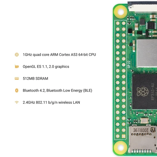 Raspberry pi zero 2 w quad-core 64-bit Cortex-A53 bluetooth ble