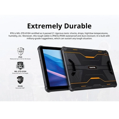 OUKITEL Rugged Tablet Android 13, RT6 20000mAh Large Battery 14+256GB/1TB  10.1” FHD Display 16+16MP Camera IP68/IP69K Waterproof Tablet with