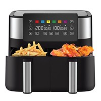 JOYAMI 1800W Air Fryer with 2 Baskets, Dual Zone, 7.6L/8QT Capacity, Sync-Finish Function, 6 Presets Touchscreen, Nonstick and Dishwasher Safe, Black