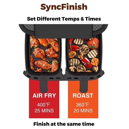 joyami 2basket Air Fryer,7.6L/8QT Capacity,6in1 Functionality