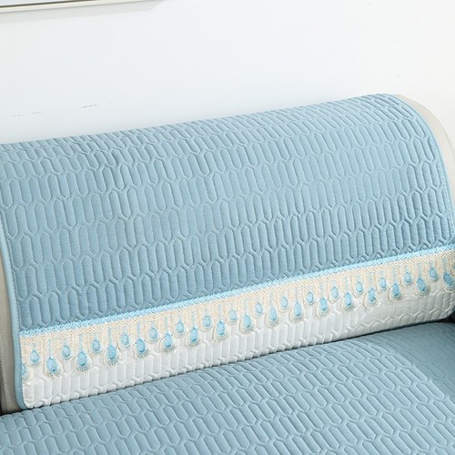 90-70 cm gesteppter Couchbezug mit Federstickerei – Blau