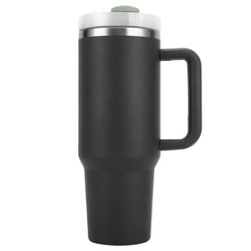 40oz Tumbler with Handle and Straw Lid Black