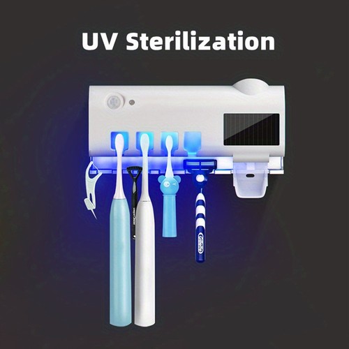 Multifunktionaler intelligenter UV-Zahnbürsten-Sterilisatorhalter, wandmontierter Zahnpastaspender – Weiß