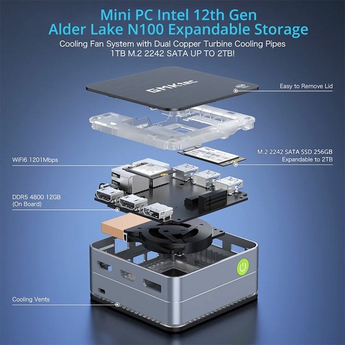 GMK G2 Mini PC Intel Alder Lake N100 12GB DDR5 256GB SSD