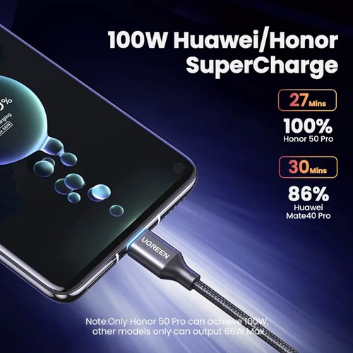 Ugreen 1m 6A 5A Typ-C Kabel Quick Charge 3.0 40W 66W 100W USB-C Ladedatenkabel für Huawei, Honor, Xiaomi