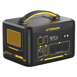 VTOMAN JUMP 1000 Portable Power Station, 1408Wh LiFePO4 Solar Generator, 1000W AC Output, Expandable to 2956Wh, 12V Jump Starter, LED Flashlight, 12 Ports