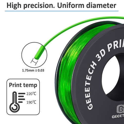Geeetech TPU-Filament für 3D-Drucker, 1,75 mm Maßgenauigkeit / - 0,03 mm, 1-kg-Spule (2,2 lbs) – Grün