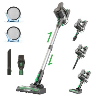 Vactidy V9 Cordless Vacuum Cleaner, 25KPa Suction 1L Dustbin 5 Layers Filtration System 2200mAh Removable Battery Up to 45min Runtime One-Button Emptying LED Touch Panel with LED Headlights