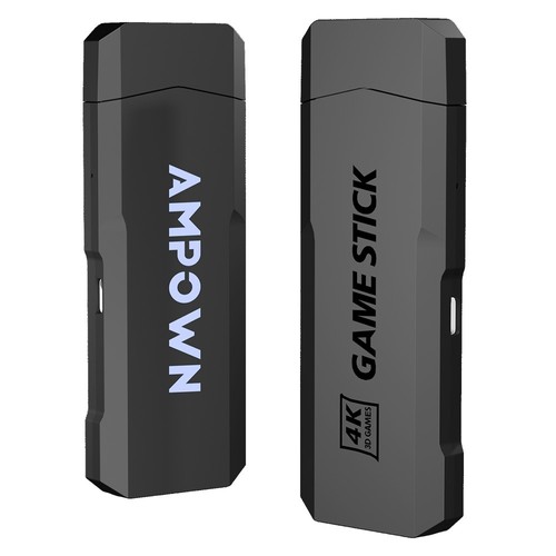 AMPOWN GD20 Game Stick med 2 trådlösa spelkonsoler, Emuelec 4.3, 128 GB TF Card 50000-spel, 4K HDMI-utgång