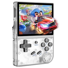 ANBERNIC RG35XX Handheld Game Console 64GB Card White Transparent