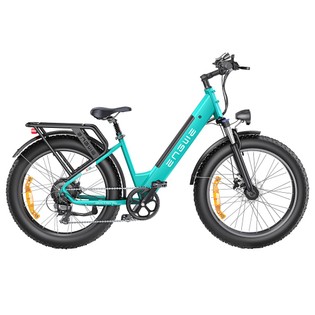 ENGWE E26 Step-thru Electric Bike, 48V 16AH Battery 750W Motor Mountain Bike Shimano 7-Speed Gear 87 Miles Max Range 28mph Max Speed 26*4.0 inch Fat Tire 150kg Load Hydraulic Disc Brake - Gem Blue