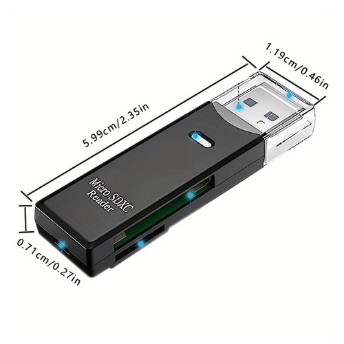 USB 2.0 SD-Kartenleser, 5 Gbit/s Übertragungsgeschwindigkeit für Fernseher, Laptop, Computer, Kamera – Schwarz