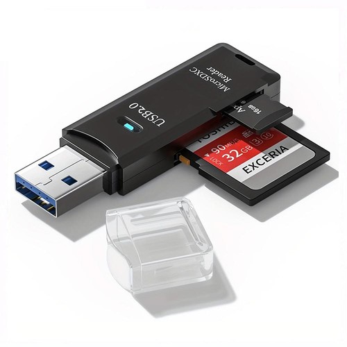 USB 2.0 SD-Kartenleser, 5 Gbit/s Übertragungsgeschwindigkeit für Fernseher, Laptop, Computer, Kamera – Weiß