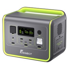 FOSSiBOT F800 Portable Power Station 512Wh LiFePO4 Solar Generator 3500 Times Cycle 800W AC Output 200W Max Solar Input 8 Outlets DC6530 2xUSB-A 3xType-C LCD Display Fully Recharged in 1.2 Hours