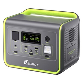 FOSSiBOT F800 Portable Power Station 512Wh LiFePO4 Solar Generator 3500 Times Cycle 800W AC Output 200W Max Solar Input 8 Outlets DC6530 2xUSB-A 3xType-C AC Output LCD Display Fully Recharged in 1.2 Hours LED Light