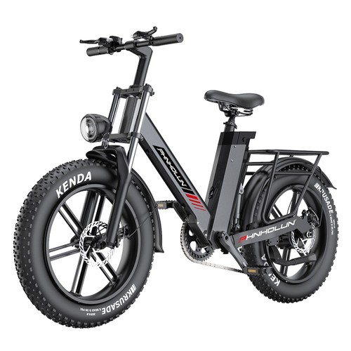 PHNHOLUN C6 Pro Elektrofahrrad 20 x 4,0 Zoll dicke Reifen, 1000-W-Motor, 60 km/h Höchstgeschwindigkeit, 48 V, 17 Ah, abnehmbarer Akku, 80 km Reichweite