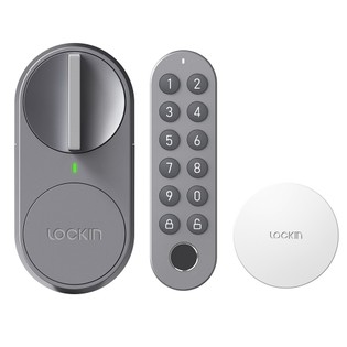 Lockin G30 Smart Door Lock,6-in-1 Quick Keyless Entry Door Lock with App, WiFi, Bluetooth, Fingerprint and Keypad, Compatible with Alexa & Google, Easy-Install Smart Lock, Grey