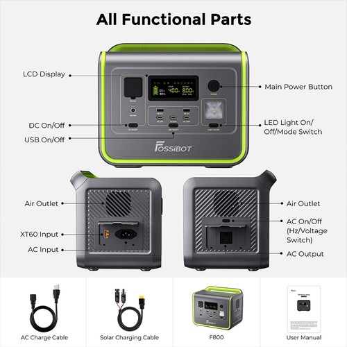 FOSSiBOT F800 Portable Power Station Black
