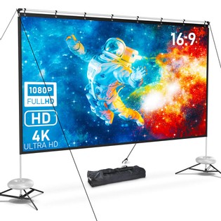 Pixthink 120-inch Projector Screen with Stand, 16:9 HD 4K 165° Viewing Angle