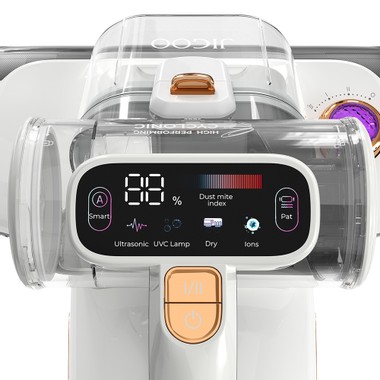 JIGOO T600 Dual-Cup Smart Mite Cleaner with Aroma-Diffuser System, 700W 15KPa Suction, Dust Mite Sensor, UV Light, Ultrasonic Tech, 99.99% Mites Removal, EU Plug - White