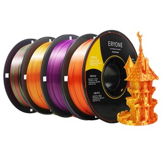 4kg ERYONE Dual Color Silk PLA Filaments - (1kg Yellow Purple + 1kg Red Green + 1kg Gold Red + 1kg Gold Copper)