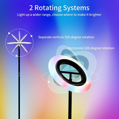 FIMEI MF18809 RGB LED-golvlampa, 18 RGB-lägen, 4 färgtemperaturer, fjärrkontroll, för vardagsrum, sovrum, kontor - svart