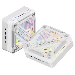 T-bao MN78 Gaming Mini PC, Windows 11 Pro, AMD Ryzen 7 7840HS Octa-Core 16 Threads Up to 5.1GHz, 32GB DDR5 RAM 1TB M.2 SSD, WiFi6 Bluetooth5.2, RGB Light, HDMI USB4 DP 4K@60Hz Triple Display, USB4*1 USB3.2*2 USB2.0*2 HDMI*1 LAN*2 – White, EU