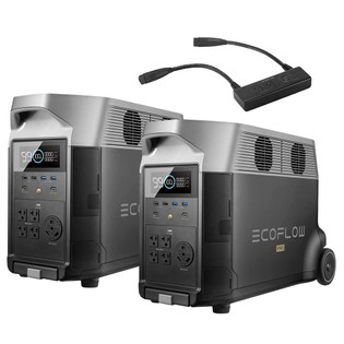 2 x EcoFlow DELTA Pro Portable Power Station + EcoFlow Double Voltage Hub, 3600Wh LiFePO4 Solar Generator, 3600W AC Output, Recharge to 80% in 2H, Expandable Up to 25kWh, 15 Outlets, App Control