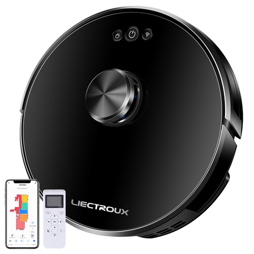 Liectroux XR500 Robot Vacuum Cleaner LDS Laser Navigation 6500Pa Suction 2-in-1 Vacuuming and Mopping Y-Shape 3000mAh Battery 280Mins Run Time App Alexa & Google Home Control – Black