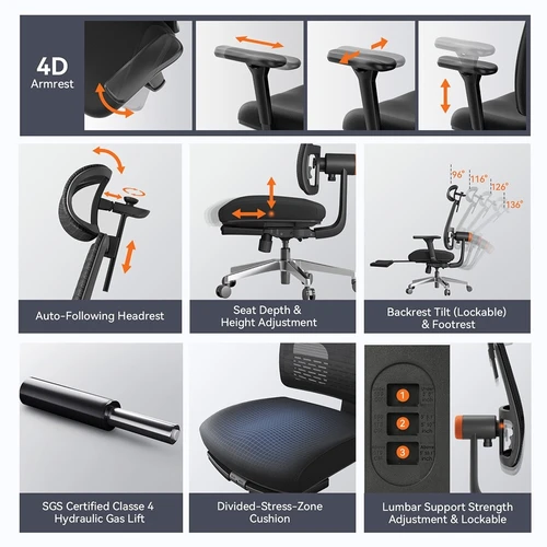 NEWTRAL High Back Ergonomic Office Computer Chair with Tiltable Lumbar  Support