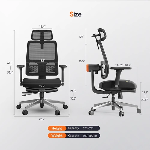 NEWTRAL MagicH-BPro Ergonomic Chair with Footrest Black