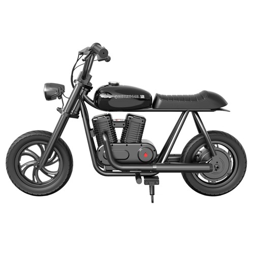 HYPER GOGO Pioneer 12 Basic Edition Electric Chopper Motorcycle for Kids 24V 5.2Ah 160W with 12’x3′ Tires, 12KM Top Range – Black