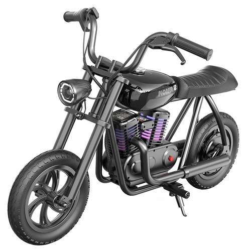 HYPER GOGO Pioneer 12 Plus Elektro-Chopper-Motorrad für Kinder, 24 V, 5,2 Ah, 160 W mit 12'x3'-Reifen, 12 km Höchstleistung – Schwarz