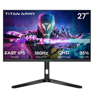 TITAN ARMY P27A2R 27-Inch Gaming Monitor, Fast IPS 180Hz Adaptive Sync, 2560*1440 QHD, 1ms GTG, 95% DCI-P3, Support FPS/RTS Gaming Mode, Low Blue, 2*HDMI 2.0 2*DP 1.4 1*Audio, Adjustable Height VESA Mount