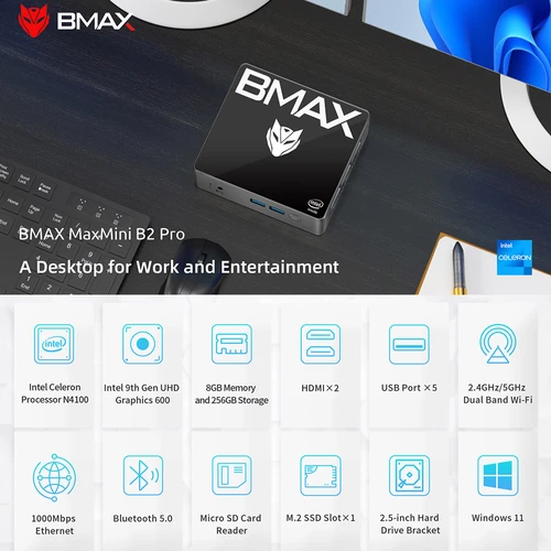 BMAX B2 Pro Mini PC 8GB RAM 256GB SSD