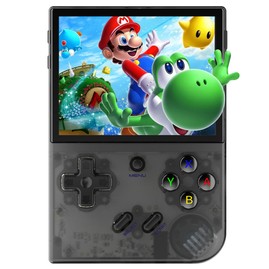 ANBERNIC RG35XX Plus Game Console 64GB+128GB TF Card with 10000+ Games 3300mAh Battery 8Hours of Playtime 5G WiFi Bluetooth Moonlight Streaming Vibration Motor - Transparent Black