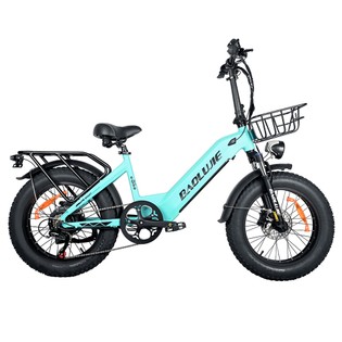 BAOLUJIE DP2003 Electric Bike, 20*4.0 inch Fat Tires 500W Motor 48V 12Ah Battery 45km/h Max Speed 40km Max Range Shimano 7-Speed LCD Display – Blue