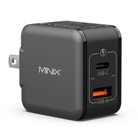 MINIX NEO P1 Mini 33W GaN Quick Charger Universal Dual-port Adapter for Smartphones, Tablets, Laptops, 1*USB-A 1*USB-C, with US, EU, UK Plugs