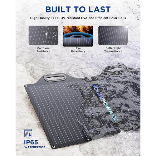 BigBlue SolarPowa 100 100 W faltbares Solarpanel mit Ständern, 23,5 % Energieumwandlungsrate, IP65 wasserdicht