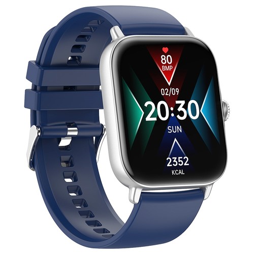 T12 Smartwatch 1,81 Zoll großer Bildschirm, Sport, Herzfrequenz, Blutsauerstoff, Schlafüberwachung, Bluetooth-Anrufe – Blau