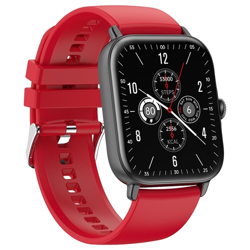 T12 Smartwatch 1,81 Zoll großer Bildschirm, Sport, Herzfrequenz, Blutsauerstoff, Schlafüberwachung, Bluetooth-Anrufe – Rot