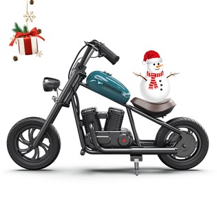 HYPER GOGO Pioneer 12 Plus Electric Chopper Motorcycle for Kids, 21.9V  5.2Ah 160W, 12'x3' Tires, 12KM - Green 
