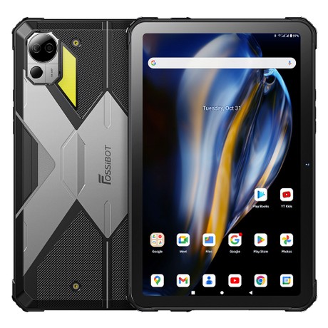 FOSSiBOT DT2 Rugged Tablet, Android 13, 4G Dual SIM, 10.4'' 1200x2000 IPS Display, MTK Helio G99 Octa Core 2.0GHz, 12GB RAM 256GB ROM, WiFi6 Bluetooth5.0, 64MP+32MP Camera, 22000mAh 66W Fast Charge, LED Flasher, Water/Dust/Shock-proof, Face ID - Grey