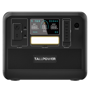 TALLPOWER V2000 Portable Power Station, 1536Wh LiFePo4 Solar Generator, 2000W AC Output, 1.5 Hours Fast Charging, PD 100W USB-C, UPS Function, LED Light, 13 Outputs - Black