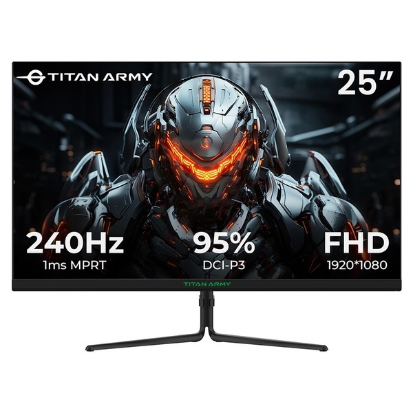 TITAN ARMY P25A2H Gaming Monitor, 25-inch 1920x1080 FHD Screen, 240Hz Refresh Rate, 1ms MPRT, Adaptive Sync, 178&#176; Viewing Angle, 95% DCI-P3 Color Gamut, Support FPS/RTS Game Mode, PIP &amp; PBP Display, Low Blue Light, Wall Mount